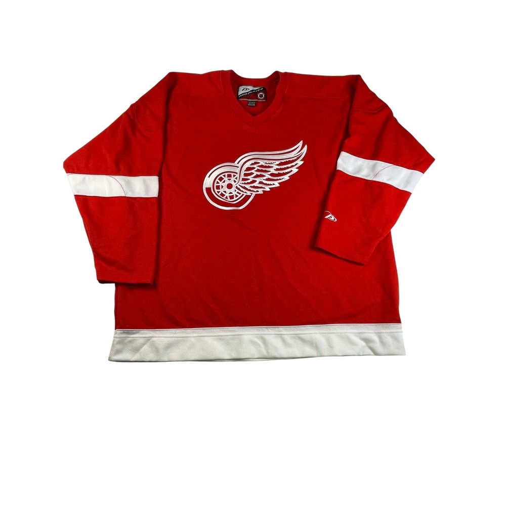 Pro Player Detroit Red Wings NHL Hockey Jersey Red White Mens XXL Made in Canada